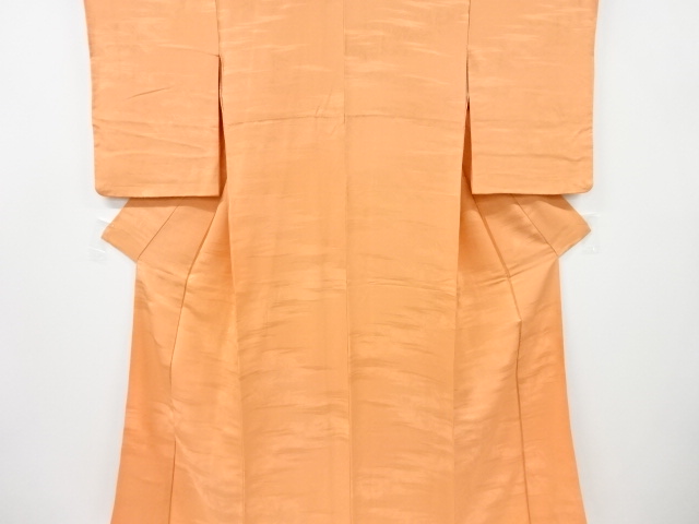 霞に竹笹模様織り出し色無地着物